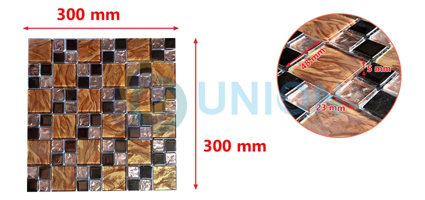 Kích thước sản phẩm gạch mosaic trang trí BV021