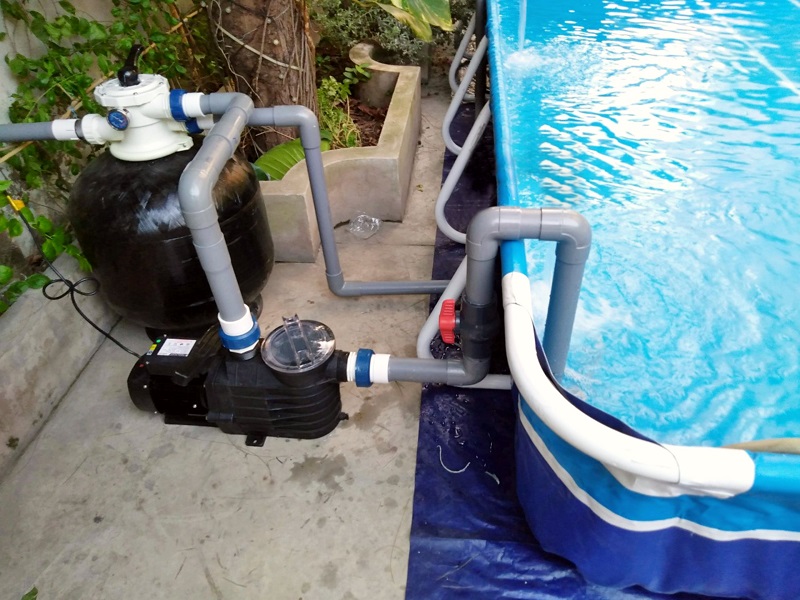 cách làm bể bơi bạt tại nhà - lắp đặt hệ thống lọc nước